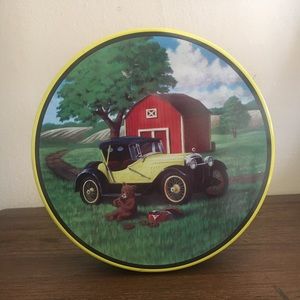 Cookie Tin With Bear and Car